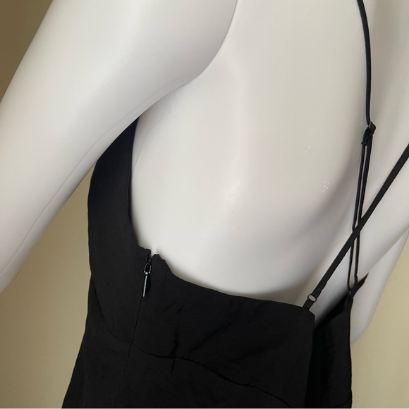 Madewell Layton midi V-neck adjustable cami straps slip dress true black Size 10 - Picture 7 of 12